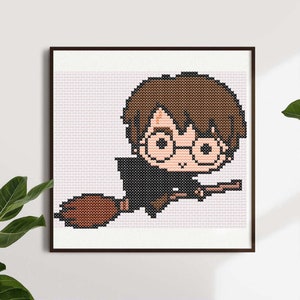 UPDATED! Young Wizard Drawing Cute Cross Stitch Pattern Digital PDF