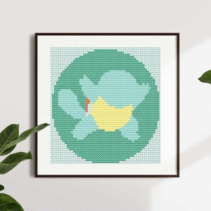 Blue Turtle Cross Stitch Pattern Digital PDF