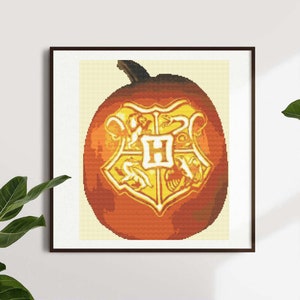 Halloween Theme Pumpkin of Witchcraft and Wizardry Cross Stitch Pattern Digital PDF