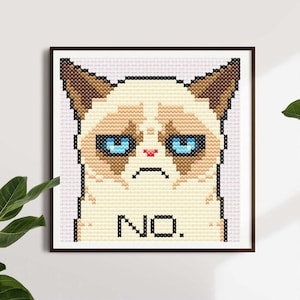 Grumpy Cat Funny No. Cross Stitch Pattern Digital PDF