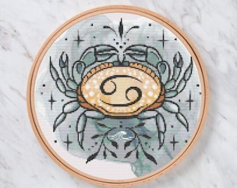 Cancer Zodiac Sign Cross Stitch Pattern Digital PDF