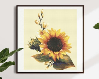 Sonnenblume Kreuzstich Stickmuster Digitales PDF