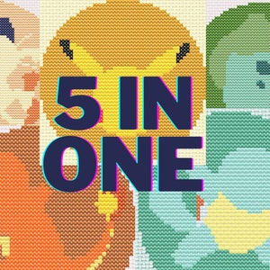 5 IN 1 Poke Bundle Cross Stitch Patterns Digital PDF