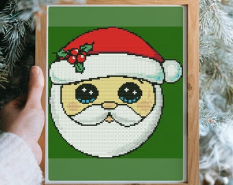 Patrón de punto de cruz de Papá Noel, bordado navideño (PDF digital)