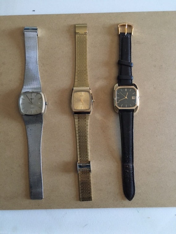 Three beautiful Rado watches , black, silver and g