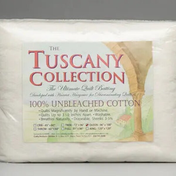 Hobbs Tuscany 100% Unbleached Cotton Batting Package