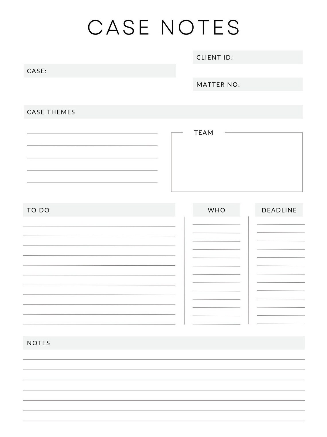 Simple Black and White Lawyer Planner | Lawyer Case Planner | Planner ...