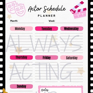 Actors Weekly Planner