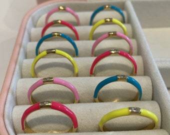 Stackable, Adjustable Bright Colored Ring