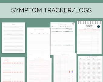 symptom tracker, migraine diary, pain, period, menstrual, monthly, weekly, daily, medical log, health, notes, appointment tracker, diet plan