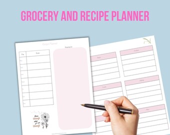 kitchen organization, recipe planner, grocery list, shopping, easy dinner, quick meals, calendar, budget, measurements, cooking, pantry, log