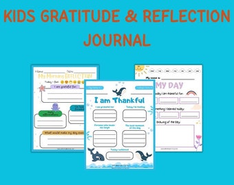kids journal, reflection, daily tracker, gratitude, self-esteem, affirmations, homeschool, kindergarten, fun activities, elementary, 30 day
