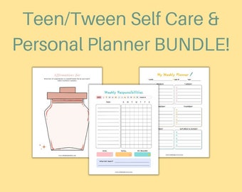 Teen Schedule, Planner bundle, therapy worksheets, weekly, monthly calendar, reading log, middle school, homeschool, homework log, teenager