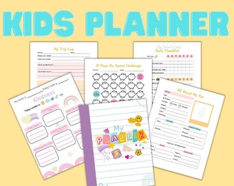Kids activities, elementary, homeschool, kindergarten, summer planner, homework, gratitude, reading log, weekly, calendar, party planning