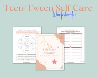 teenager self care workbook, anxiety worksheets, self care, mental health, homeschool, planners, stress management, kids printables, therapy