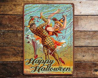 Happy halloween jesters   - metal vintage wall sign