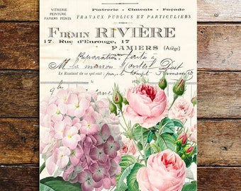 French shabby chic roses  metal wall sign plaque
