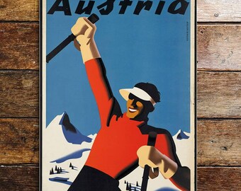 Österreich Skifahrerin Wintersport Blechschild