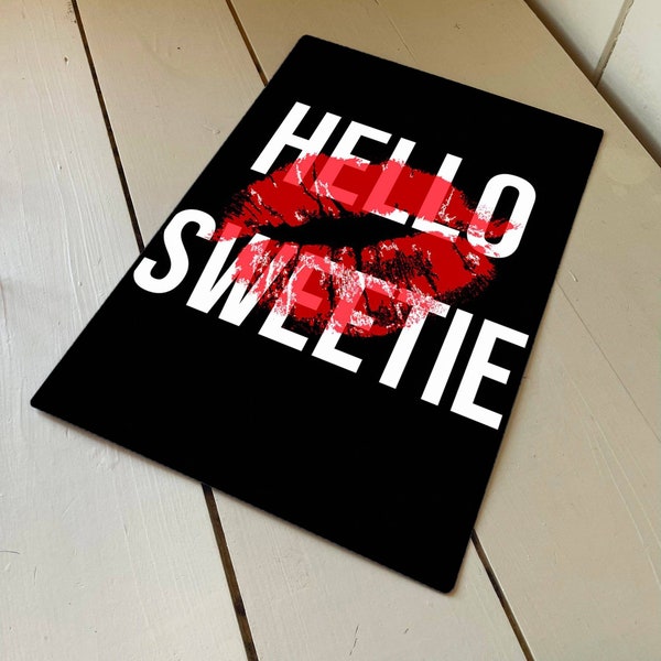 Hello sweetie kiss - metal typography wall sign