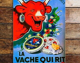 French cheese la vache quirit - metal sign