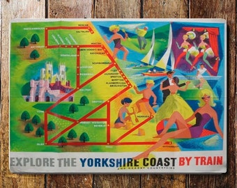 Explore the yorkshire coast by train metal sign
