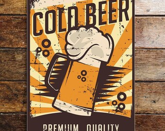 Plaque en métal pour bar de pub de qualité supérieure, bière froide