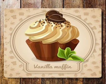 Plaque en métal pour la cuisine, gâteau muffin à la vanille