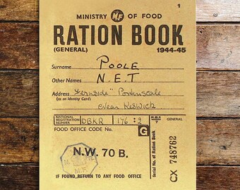 Ration book ministry of food world war metal sign