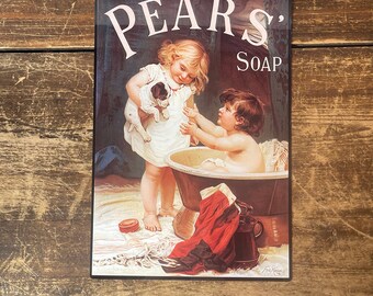 Pears soap bath puppy dog bathroom - metal sign