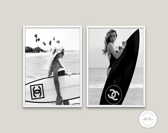 Set of 2 Surfer Girls Black and White Fashion Editorial PRINTABLE, Fashion  posters, High fashion wall art, Black & white designer prints