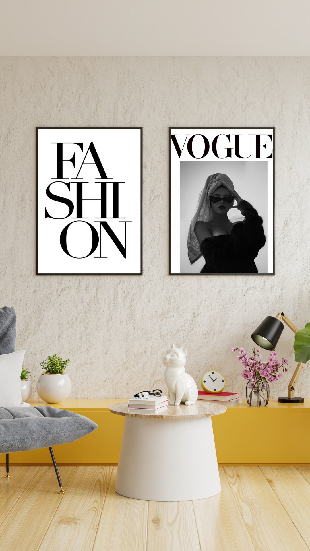 PRINTABLE Set of 3 Black and White Vogue Fashion Posters 