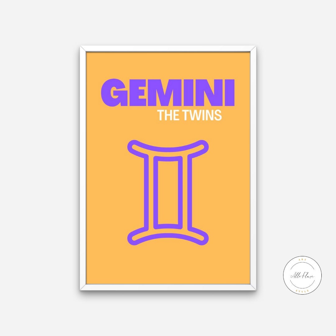 Astrology Poster Gemini Gemini Wall Art Zodiac Poster Etsy