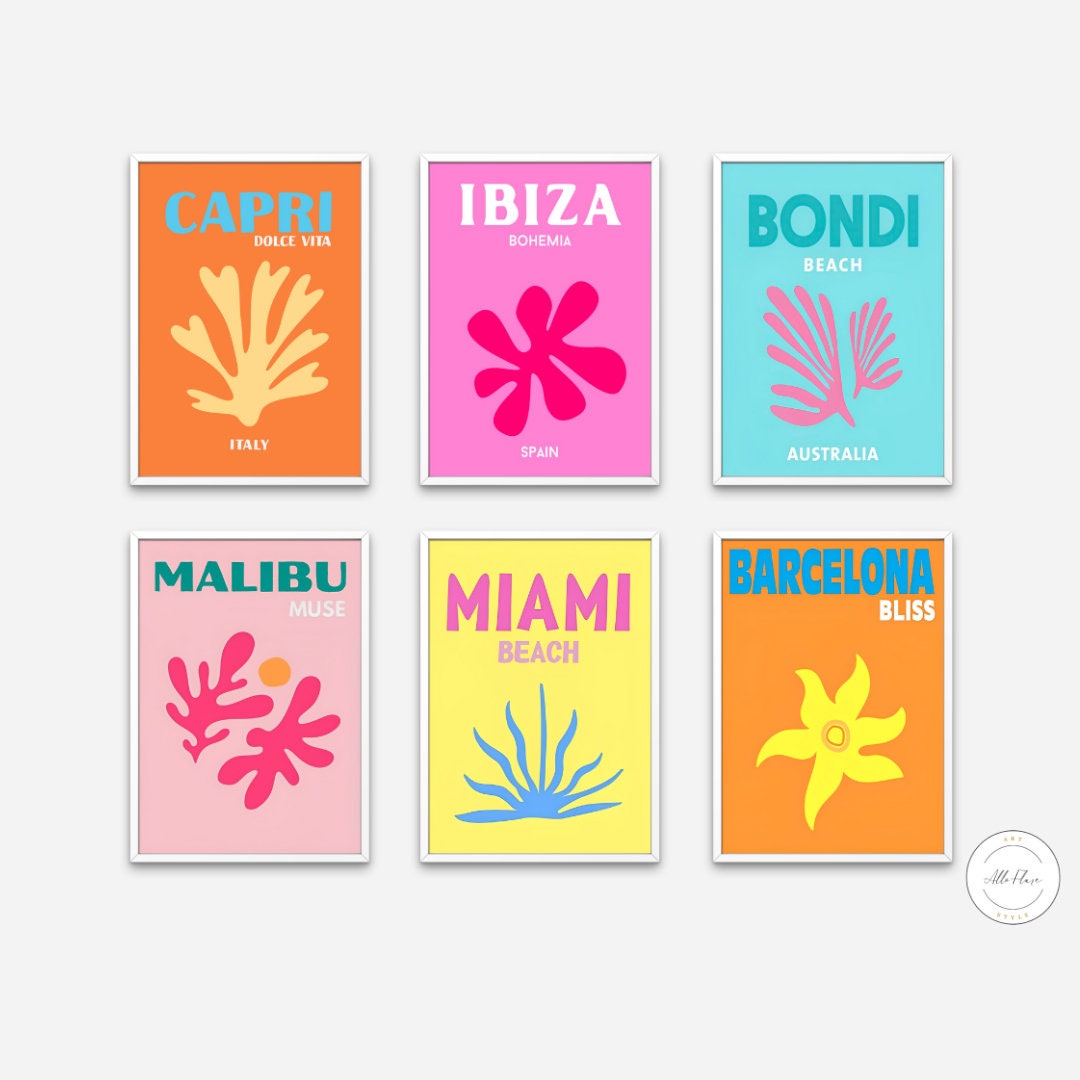 Set of 6 Travel Posters PRINTABLE Preppy Room Decor - Etsy