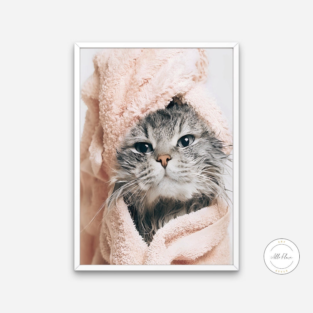 Cat in Robe Poster DIGITAL PRINT Funny Cat Poster Fashion Etsy