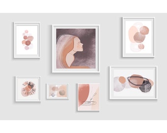 DIGITAL DOWNLOAD | Boho Wall Printable | Neutral Earth Tones Artwork | Bedroom Dorm Art | Teen Girl Room Decor Set Of 7 | Printable Wall Art