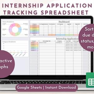 Internship Application Tracker Google Sheets Template - for College ...