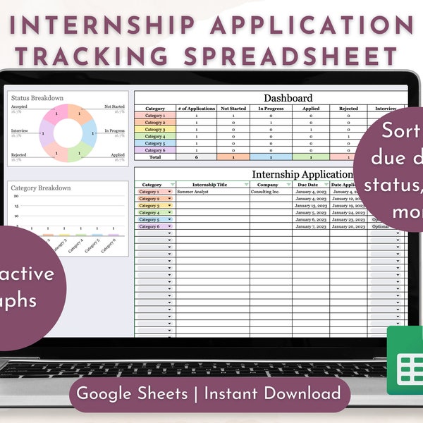 Google Sheets Template für Bewerbungstracker - für College-Studenten