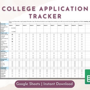 College Application Tracker - Google Sheets Download