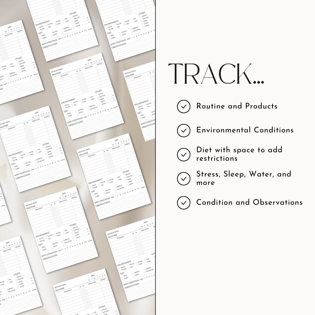 Skincare Diary Digital Download | Rosacea, Acne, Eczema Skincare ...