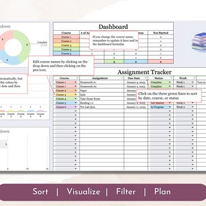 Assignment Tracker Spreadsheet Google Sheets Template - for College and ...