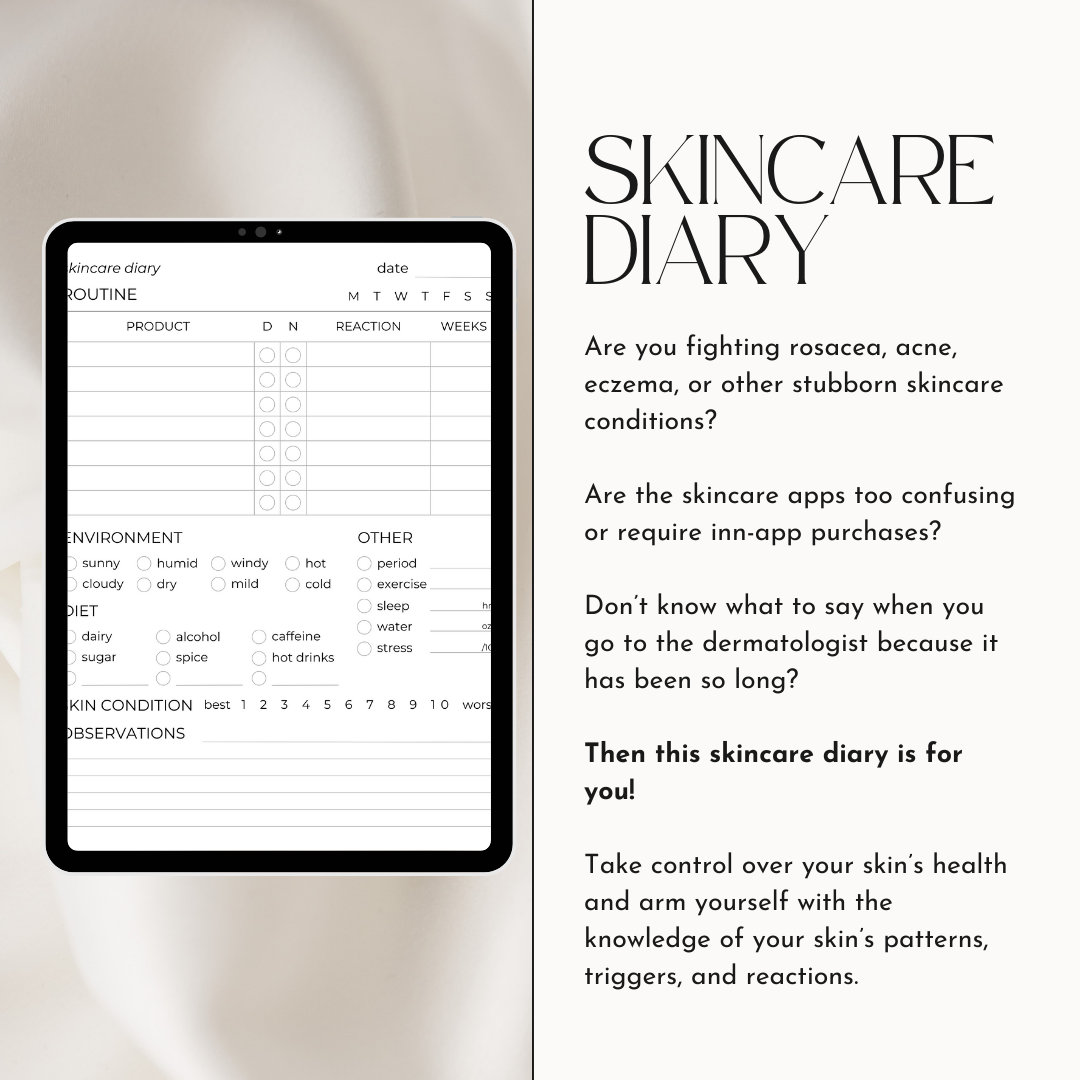 Skincare Diary Digital Download | Rosacea, Acne, Eczema Skincare ...