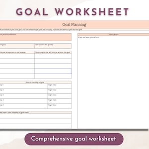 2023 Yearly Goal Setting Worksheet Workbook Spreadsheet Google Sheets ...