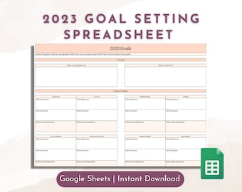 2023 Goal Setting Spreadsheet Worksheet Google Sheets Goal Planning Etsy