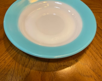 Corning Blower Logo Aqua Rimmed Saucer Plate