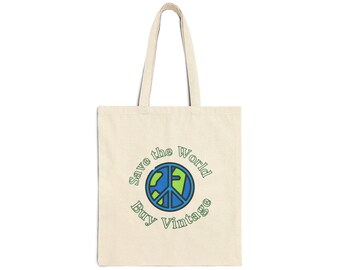 Salva il pianeta, acquista vintage - Borsa tote in tela di cotone