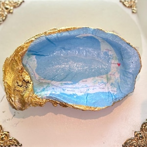 Oyster Shell Ring Dish, Engagement Gift, Favorite Location, Wedding Gift, Anniversary Gift, Best Friend Gift, Vacation Gift