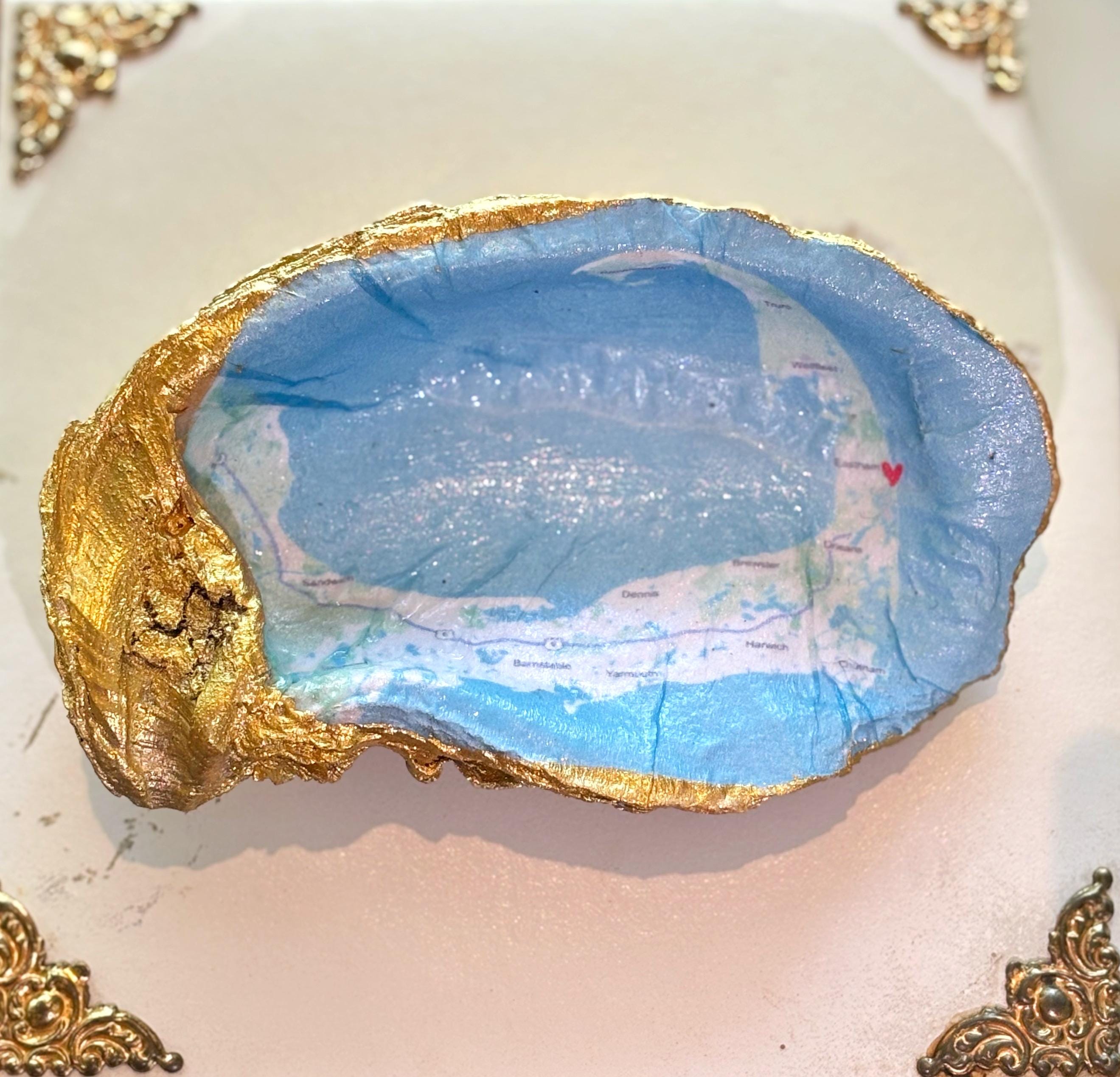 Oyster Shell Ring Dish, Engagement Gift, Favorite Location, Wedding Gift, Anniversary Gift, Best Friend Gift, Vacation Gift
