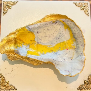 Custom Map Red Heart Large Oyster Shell Dish