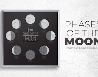 Phases of the Moon 12"x12" Art Printable