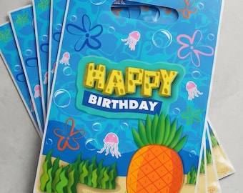 Birthday Party Favor Bags, Pineapple Design Goodie Bags (6.5x10 Inch)